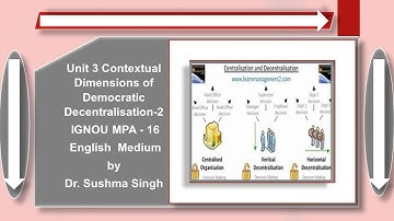 Unit 3 Decentralisation Social 3 MPA16 English Medium IGNOU Public Administration by Dr Sushma Singh