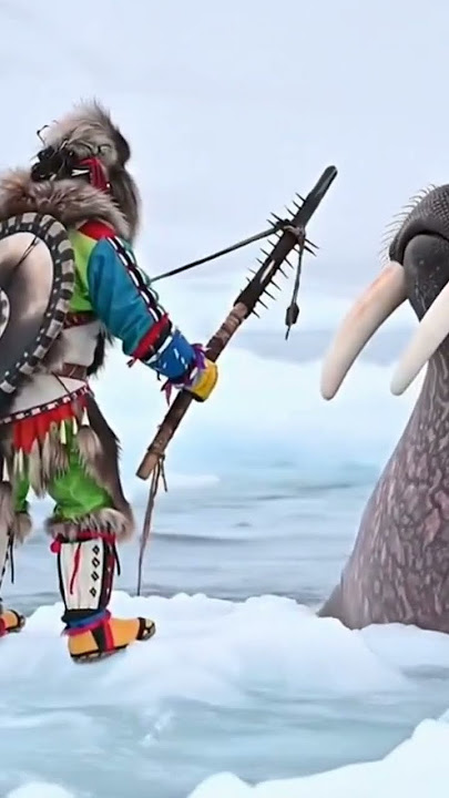 A lone, heavily fur-clad inuit Hunter