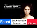 FAUST - Salut demeure chaste et pure GOUNOD, french DICTION + guide with score animation