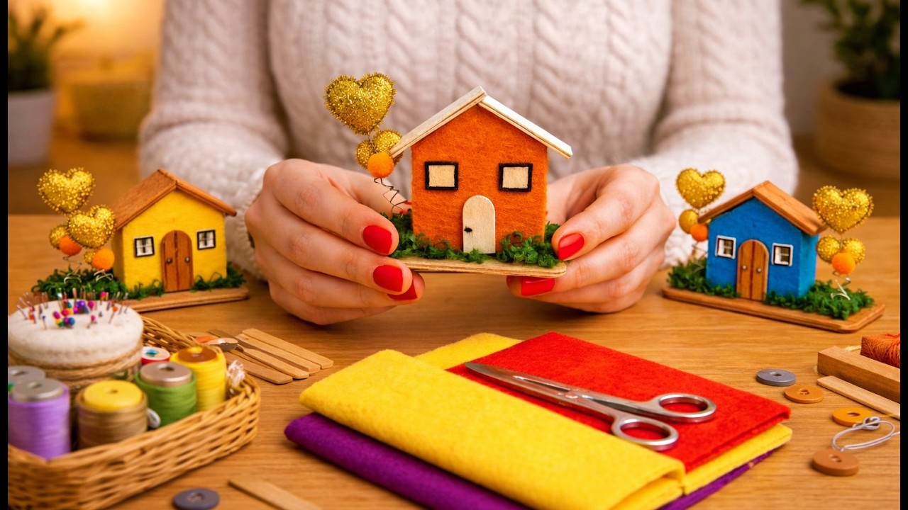 No Wood House! Turn Felt into a Beautiful Handmade Gift 🎁 | Easy DIY Room Decoration Ideas 🏠❤️✨