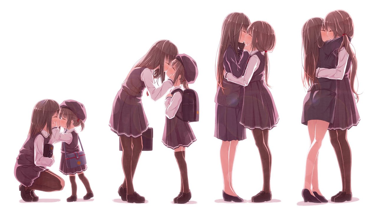 Lesbian anime kiss