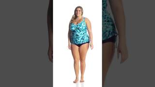 Maxine Plus Size Wild Side Side Shirred Underwire Tankini Top | SwimOutlet.com