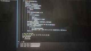 Implementation of python code for Gauss Jordan elimination method part 2