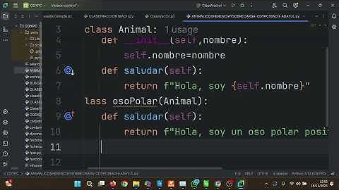 POO Clases Python Clase Animal con Saludar polimorfismo CDYPC 1BACH Bachillerato IES Monterroso