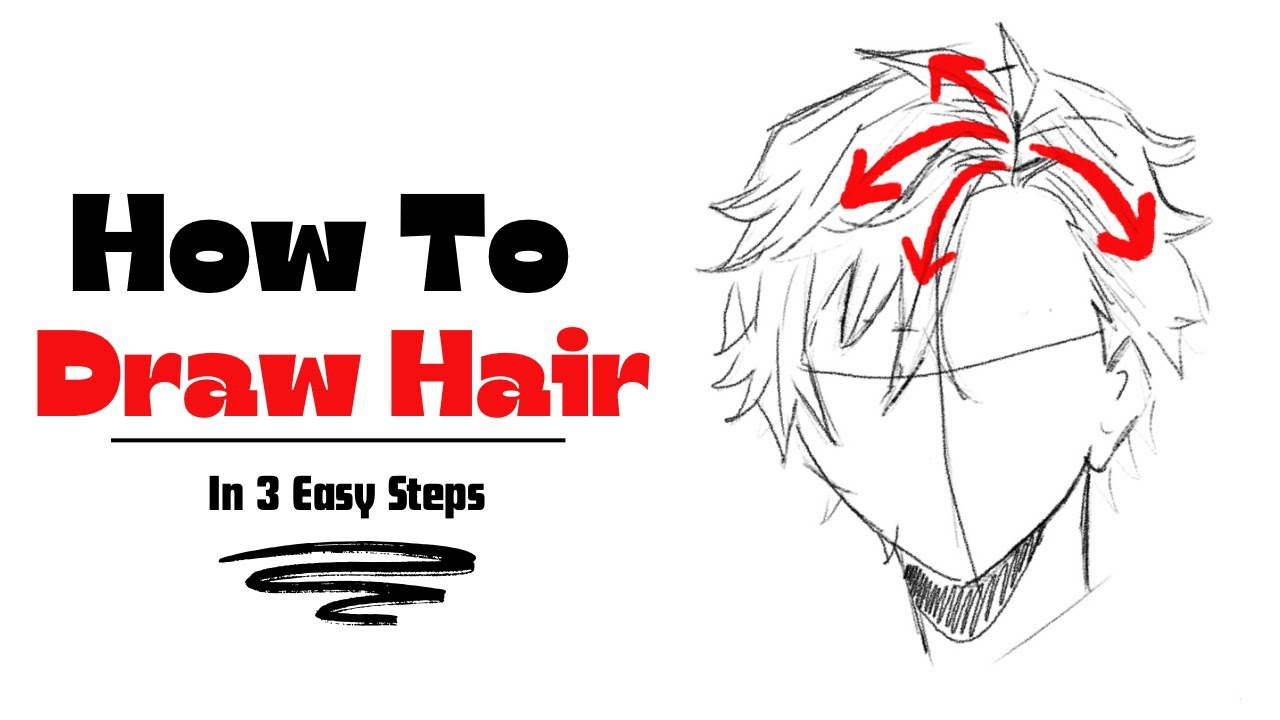 How to draw hair in 3 STEPS - YouTube