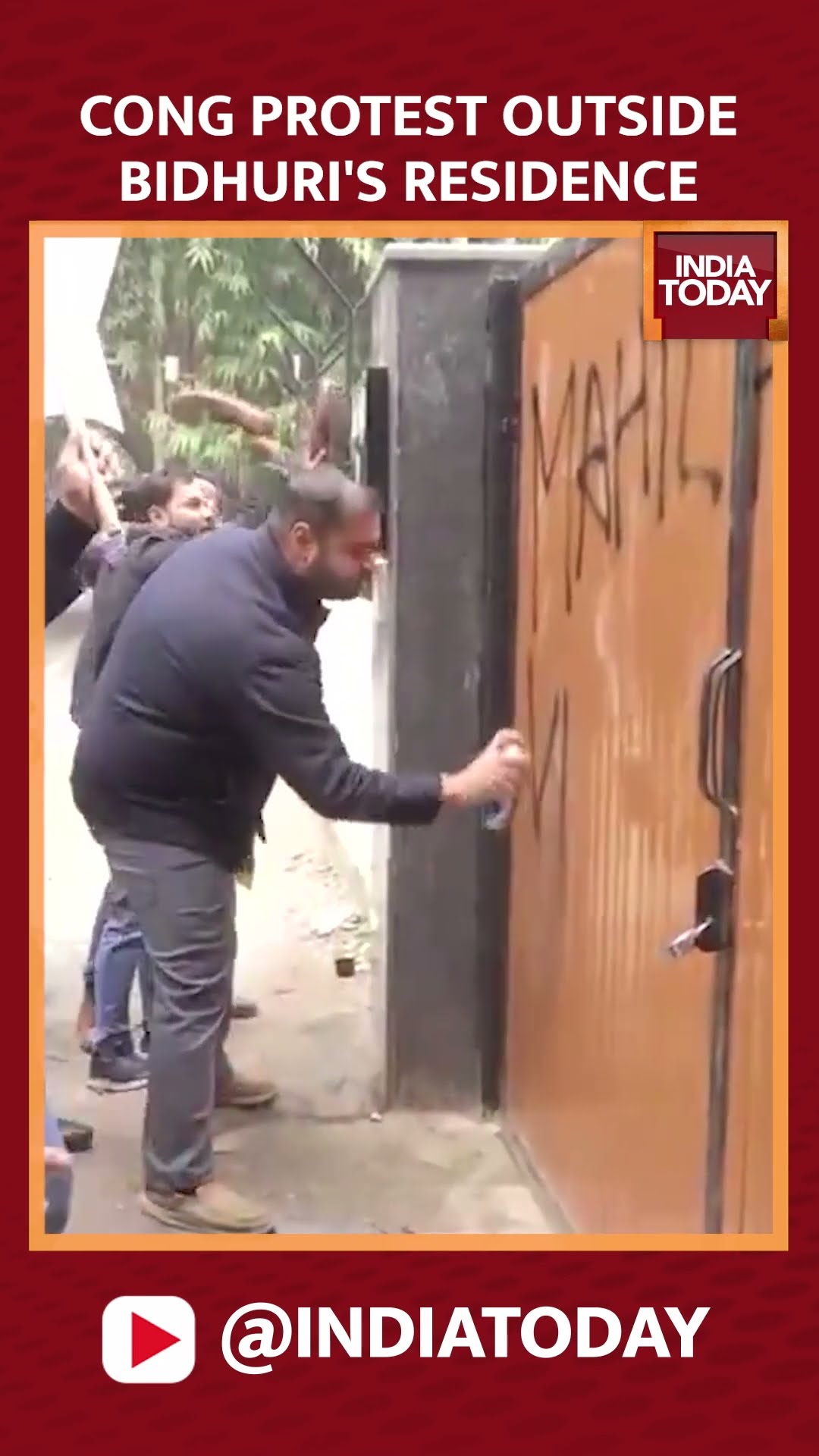 Youth Congress Protests At BJP Leader Ramesh Bidhuri's Home Over Remarks On Priyanka Gandhi