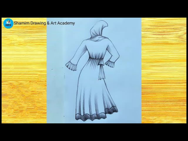 Female dress pencil sketch drawing easy | fashion design pencil sketch drawing