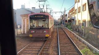 阪堺電車モ351形355編成の宿院から天王寺駅前までの後面展望