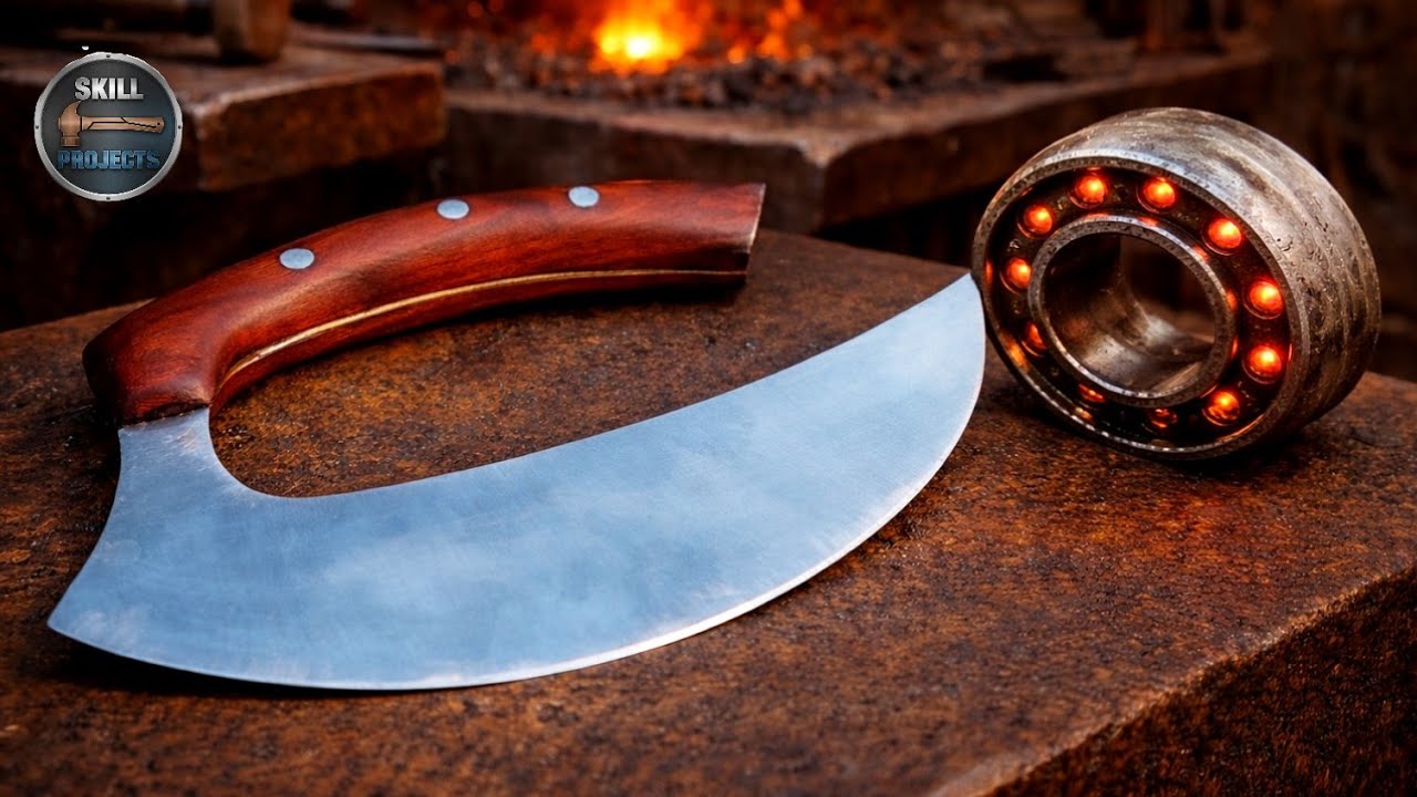 Making an Amazing ulu Knife from Old Bearing | Complete Knife Making Process