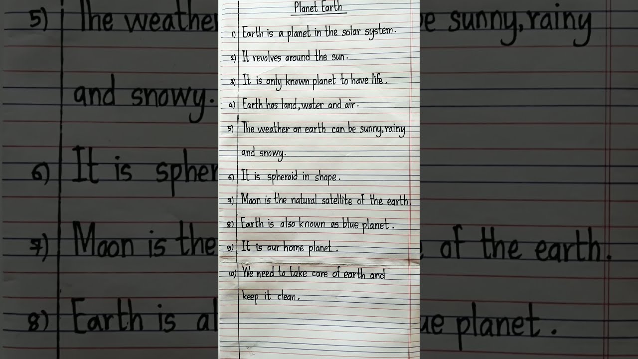 10 Lines On Planet Earth Paragraph Essay 10linesessay