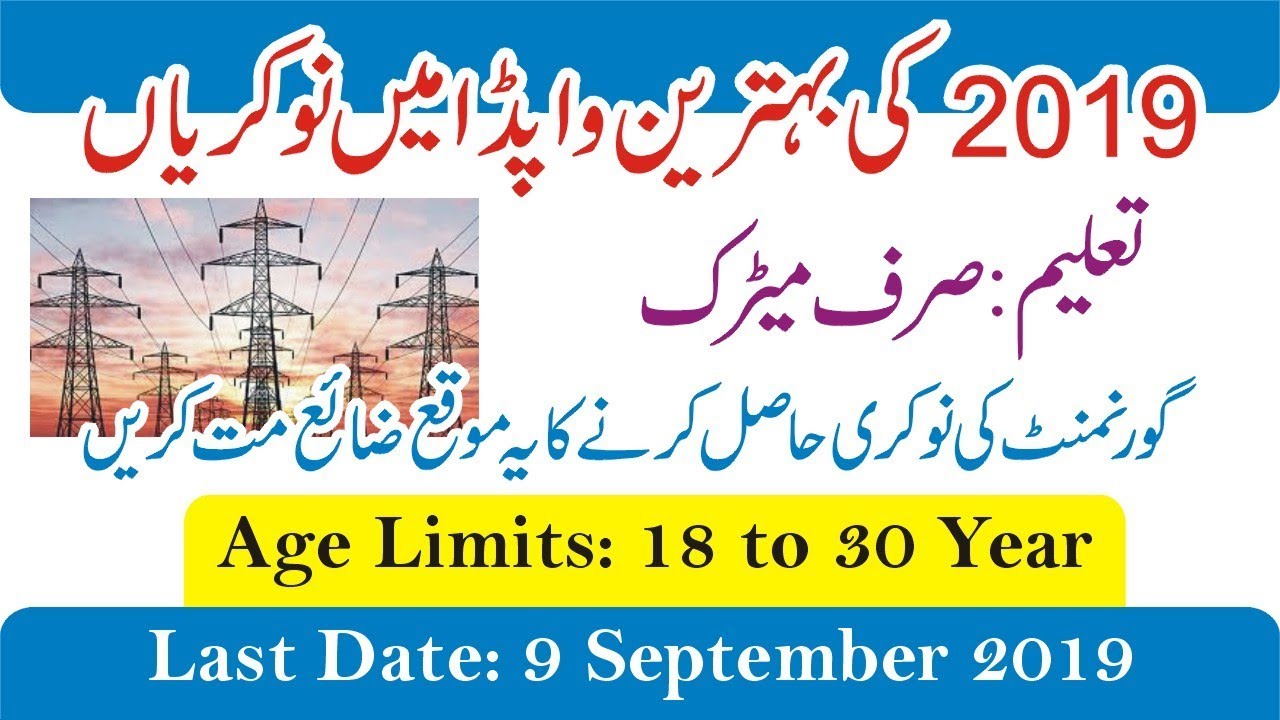 2019 Wapda Jobs Male/Female Say Job City