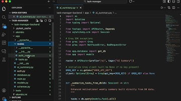 Code walkthrough of Task Manager Full Stack Web dev. project using Node.js, FastAPI, PostGre Sql