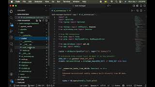 Code walkthrough of Task Manager Full Stack Web dev. project using Node.js, FastAPI, PostGre Sql