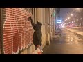 Winter graffiti bombing in the city