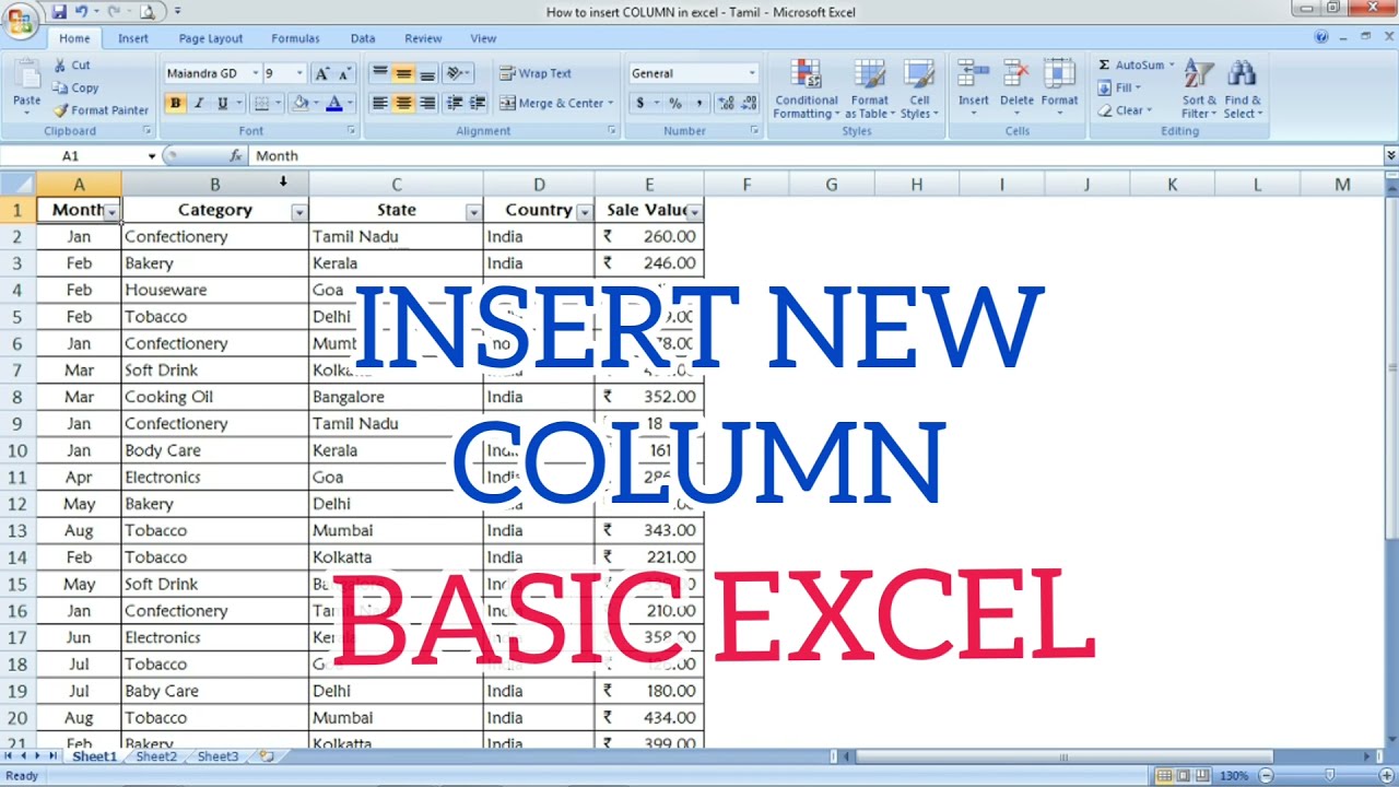 How To INSERT NEW COLUMN Excel Basics Insert Column YouTube How To INSERT NEW COLUMN Excel Basics Insert Column YouTube