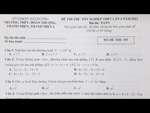 Video (Đề số 59):Đề Thi Thử Sở GD-ĐT Hải Dương MÔN TOÁN... - YouTube