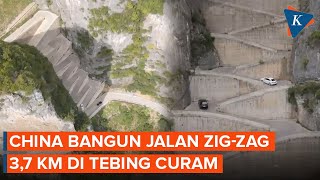 Keajaiban Teknik China, Bangun Jalan Zig-zag Ekstrem di Tebing Curam