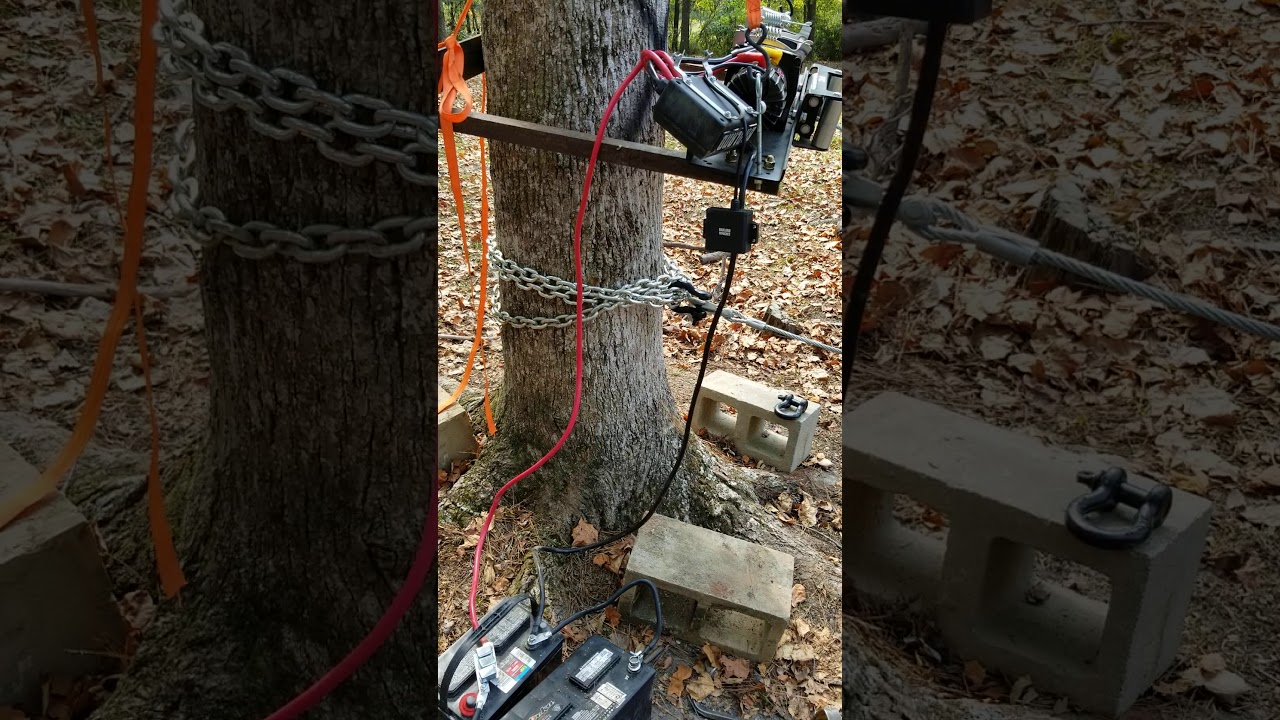 Harbor Freight 12K Winch to Pull Stumps - 4 - YouTube