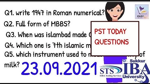 PST Paper Questions || Today 23th Sep 2021 || STS || IBA SUKKUR