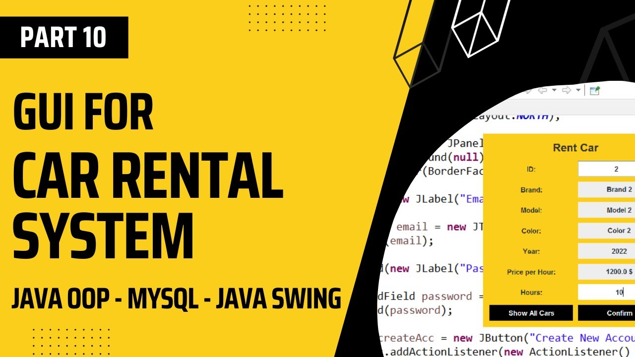 GUI for Car Rental System using Java (Part 5) - YouTube