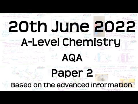 AQA A-Level Chemistry Paper 2 Revision - 20th June 2022 based on the advance information