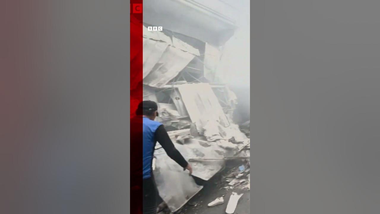 A glimpse at the aftermath of air strikes in Jabalia #Gaza #Shorts #BBCNews