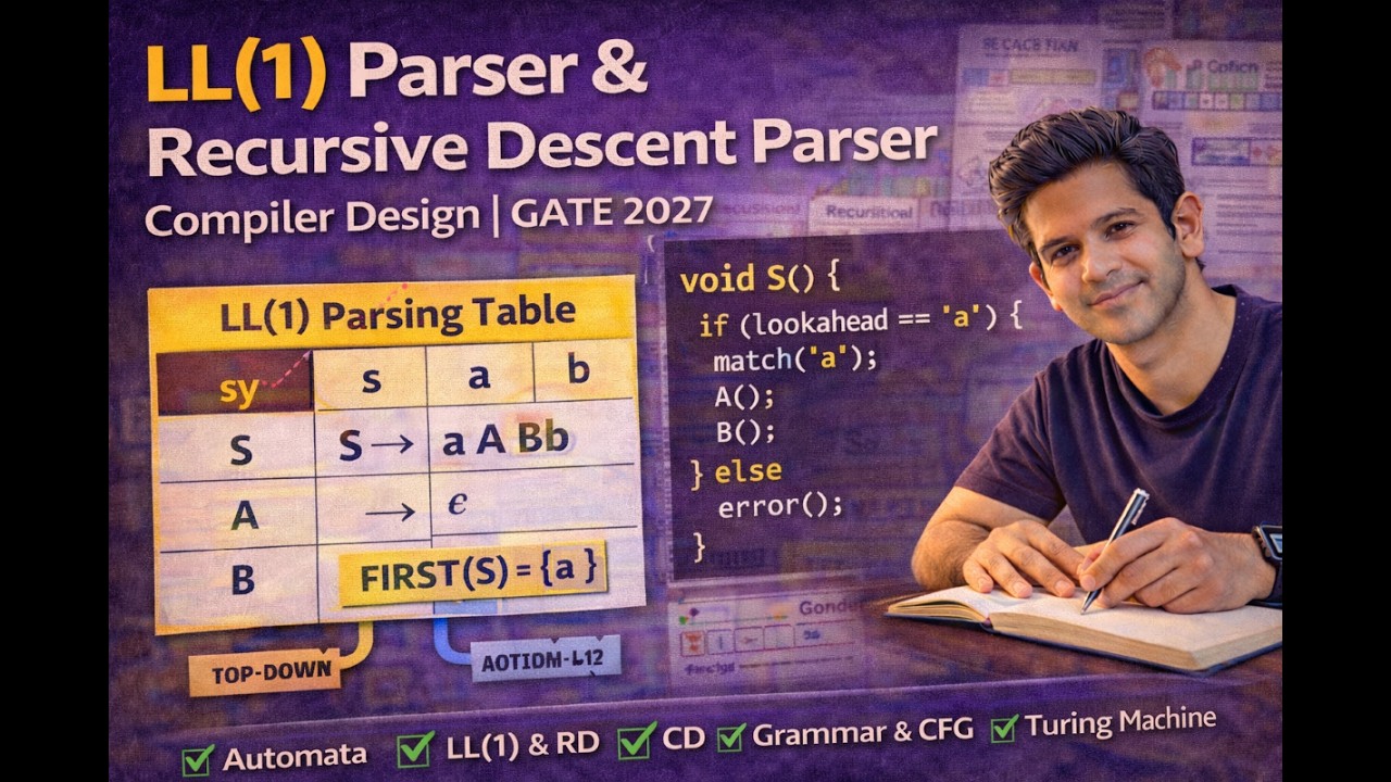 LL(1) Parser & Recursive Descent Parser | Compiler Design | GATE 2027 ...