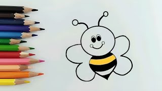 How to draw a honey bee   / easy and stepbystep drawing of a bee / easy drawing for children