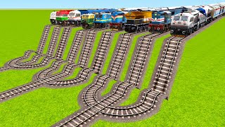 NINE CRAZY TRAINS DOING CROSSING ON THREE ROUNDED CIRCLES TURNS TRACKS|▶️ Train simulator|Railworks|
