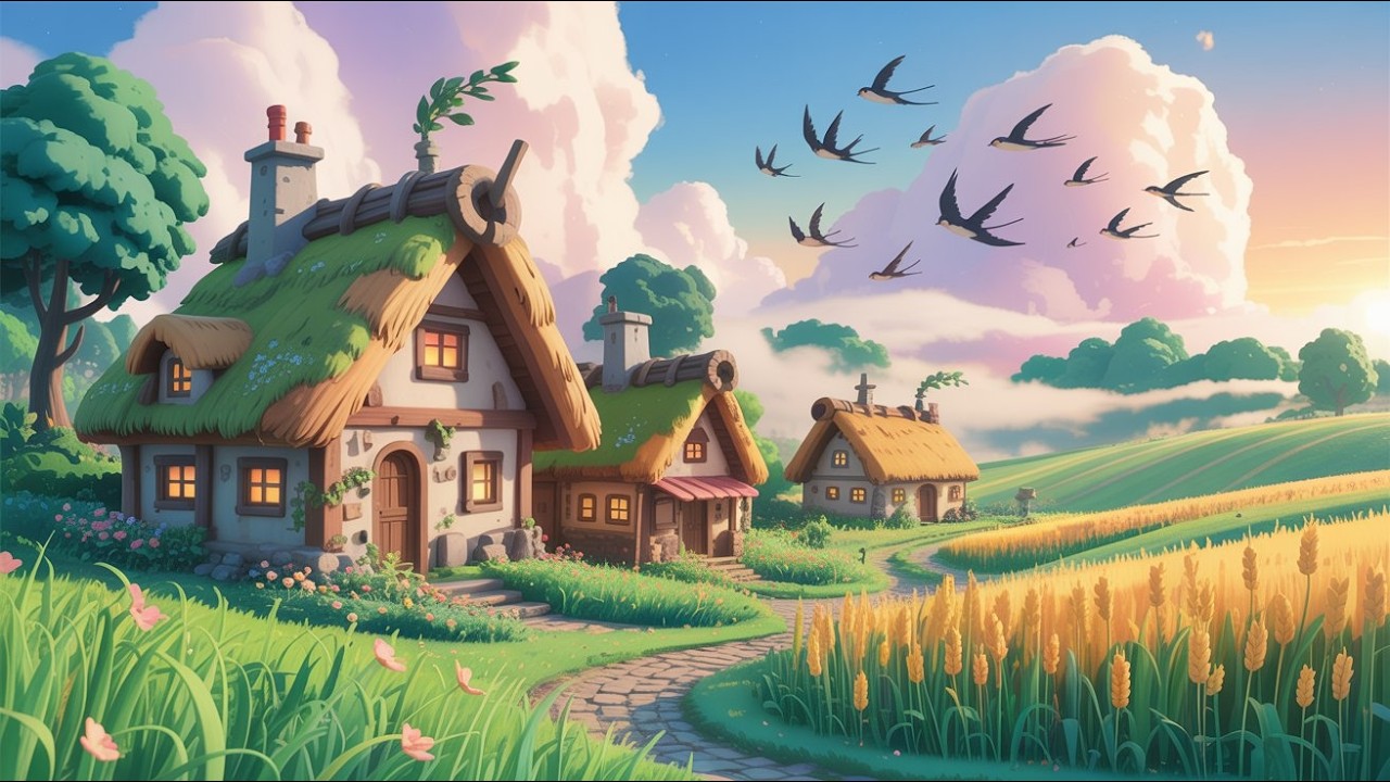 Airas Village Magical Morning 🌅 | Ghibli Inspired 3D Animation