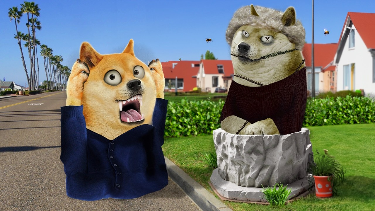 В саду стоит чучело бабушки