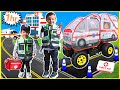 Emergency vehicle compilation with kids ambulance fire truck and police car education  super krew