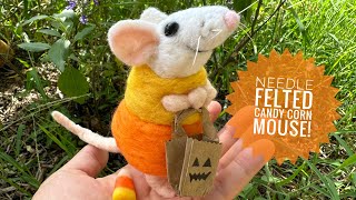 Needle Felting a Candy Corn Inspired Mouse for Halloween