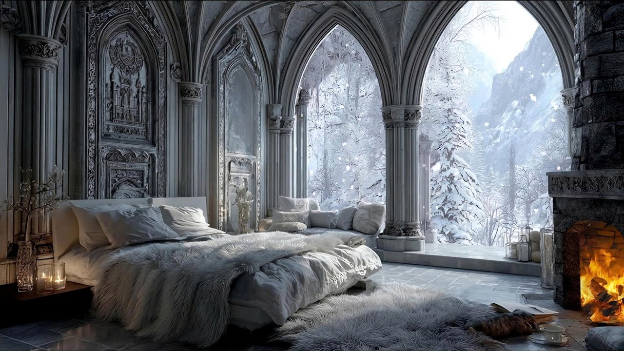 Stone Silence | Fire Within Stone Walls, Snow Falling Beyond (3 Hours)