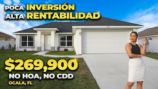 Casa Nueva con HERMOSOS Acabados y SIN ALFOMBRA en OCALA, FLORIDA | NO HOA, NO CDD