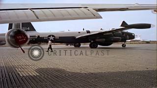 United States Naval patrol bomber SP-2H taxis before take off Vietnam HD Stock Footage