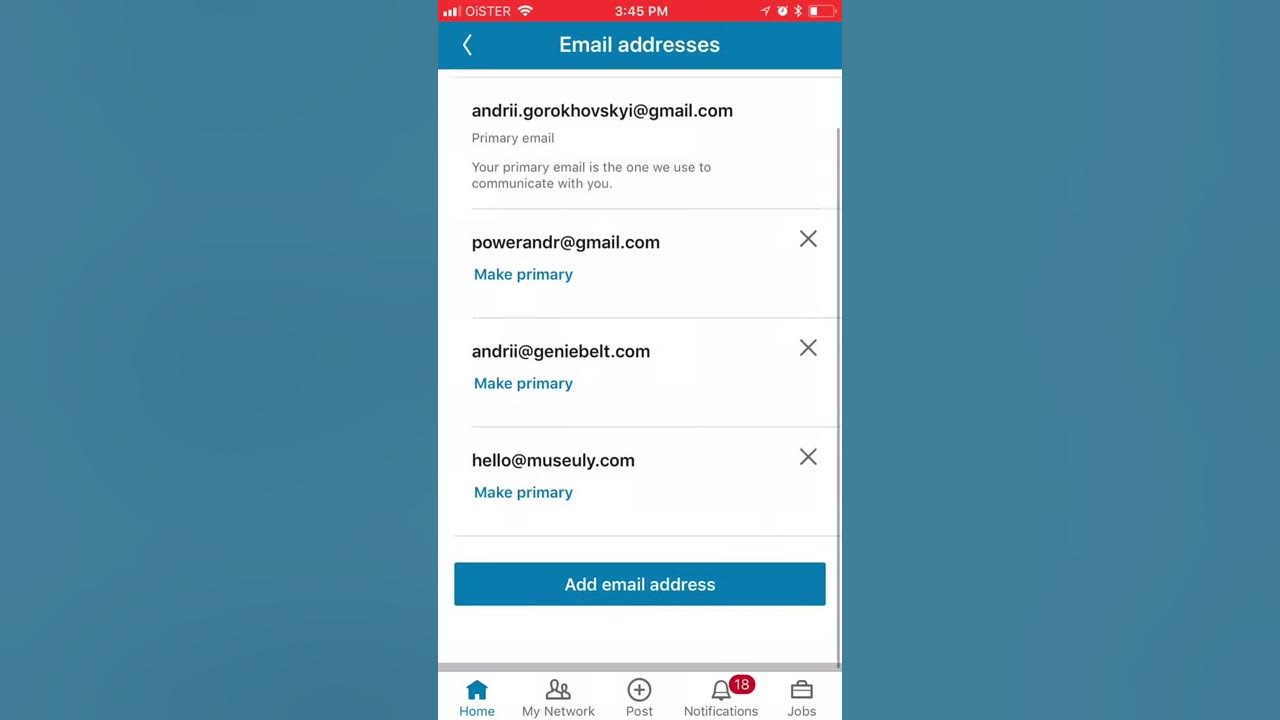 How to remove email address from linkedin youtube