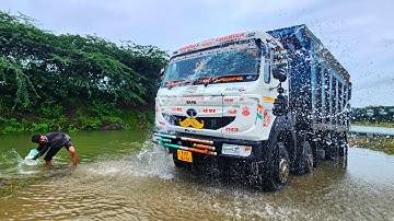 Driving Our Dumper Truck Underwater tata tipper  { 3530 t.k Signa } 😱😱