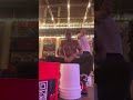 Red las vegas bucket drummer street performing On fremont street