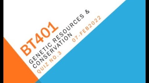 BT401 Genetic Resources & Conservation Quiz No 3