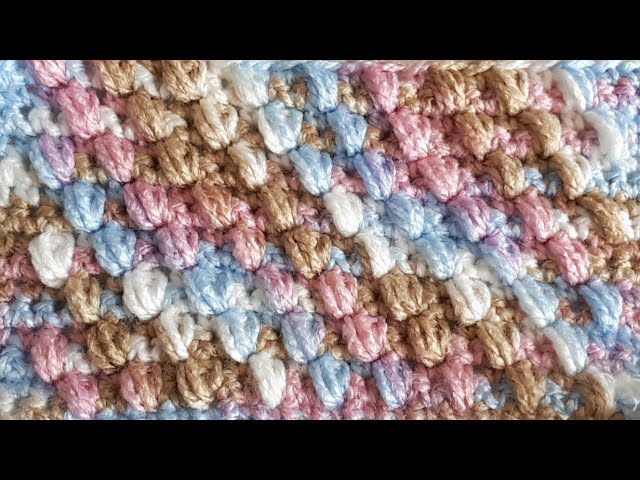 Tutorial pie de cama/manta tejido con puntos puff y punto de arroz a  crochet