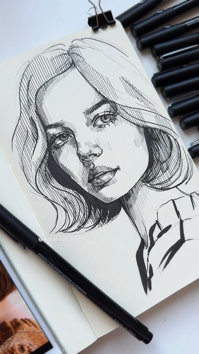 Рисую линерами #скетч #скетчбук #рисунок #портрет #sketch #sketchbook ...