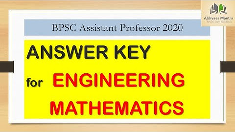 BPSC Assistant  Professor 2020 Answer Key || Engineering Mathematics || Civil Engineering ||