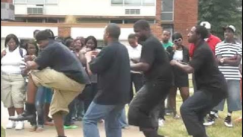 Beta Chi Chapter of Alpha Phi Alpha Stepping on Philander Smith College Campus