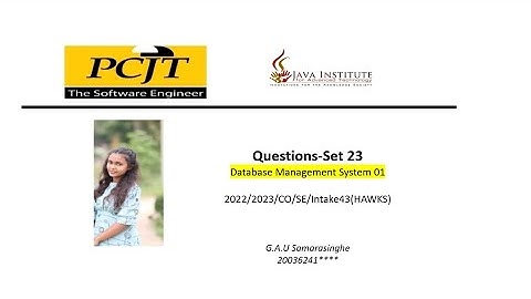 DBMS Question Set 23