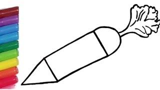 DIBUJA COLOREA y APRENDE a dibujar zanahoria con las formas geométricas🥕tutorial/videos para niños