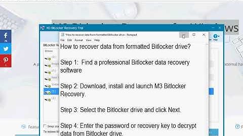 How to recover data from formatted Bitlocker drive with M3 BitLocker Recovery software?