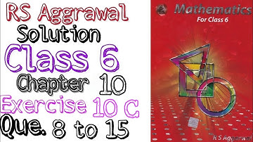Rs aggrawal solution class 6 Chapter 10 Exercise 10C Question 8, 9,10,11,12,13,14,15 | MD Sir