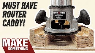 Quick and easy project for your woodworking router. This caddy provides a safe place to set your router after making a cut to prevent 