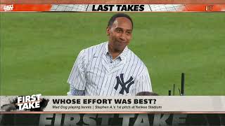Stephen A. will NEVER LIVE DOWN his first pitch at Yankee Stadium 🏟️ 😂 | First Take